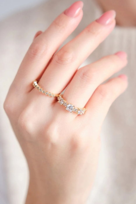 Heliophilia Silver Anillo de Latón Dorado con Circonio Heliophilia Silver Anillo de Latón Dorado con Circonio